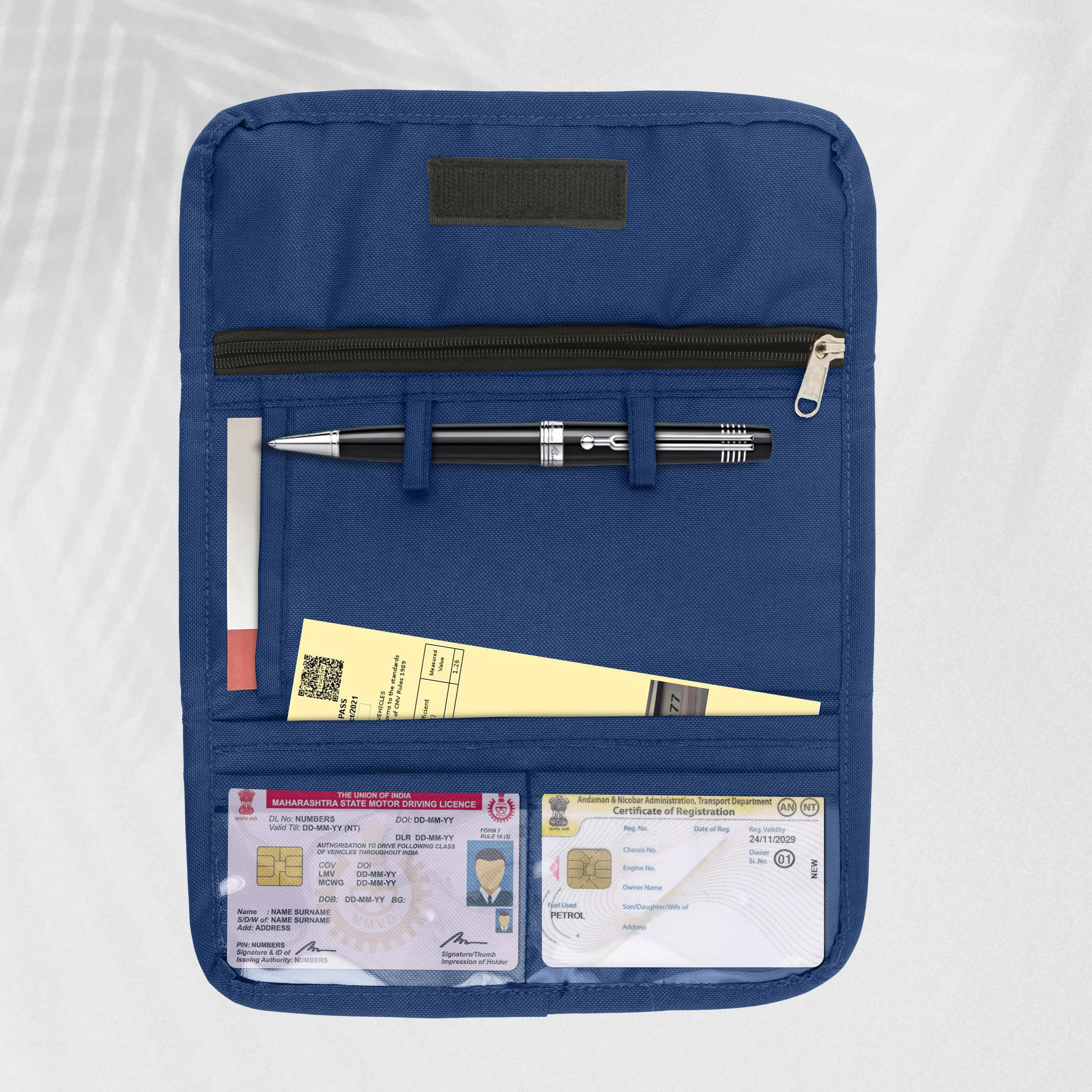 SHOPOFLUX Car Document Holder Organiser | Vehicle Document Storage Wallet for Driving Licence, RC Book, PUC, Insurance for Cars, Two Wheeler, Auto and Truck (Blue   Grey Pack 2)