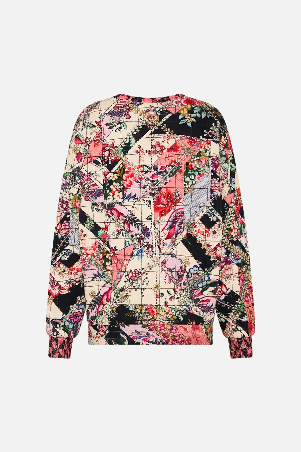 SILK BAND DROPPED SHOULDER SWEATSHIRT PATCHWORK POETRY