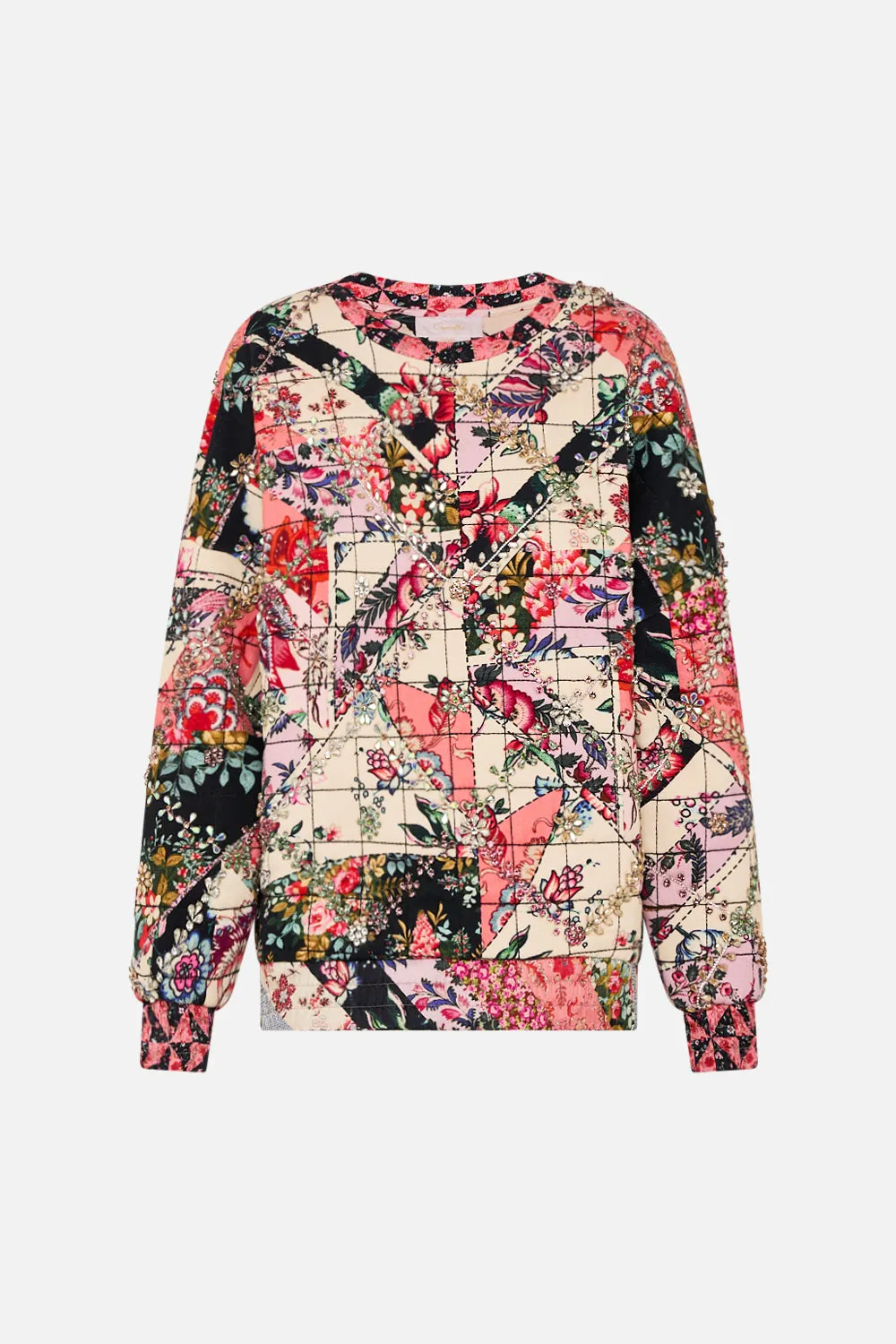 SILK BAND DROPPED SHOULDER SWEATSHIRT PATCHWORK POETRY