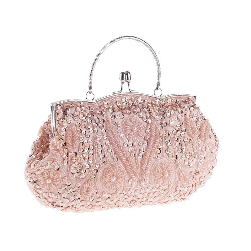 Silver Beaded Evening Clutch