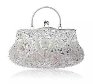 Silver Beaded Evening Clutch