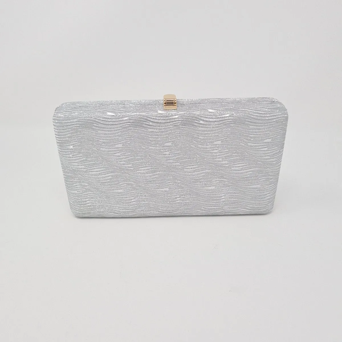 Silver Metallic Box Clutch Bag