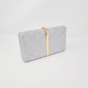 Silver Metallic Box Clutch Bag
