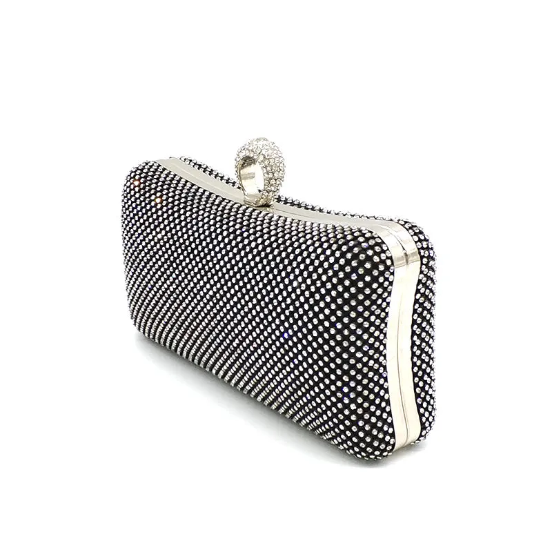 Silver Rhinestone Evening Clutch