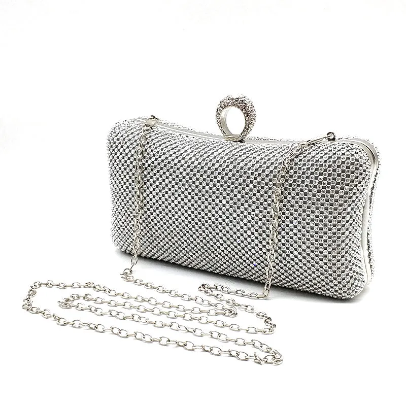 Silver Rhinestone Evening Clutch