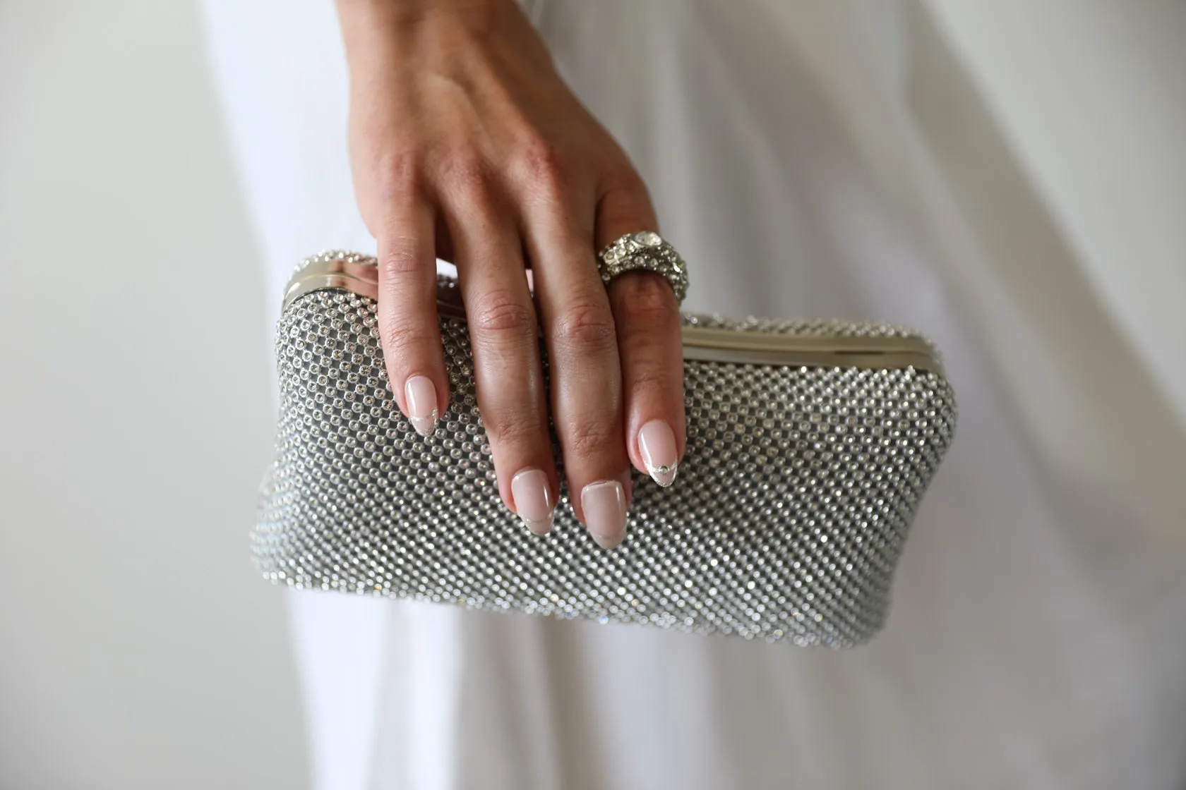Silver Rhinestone Evening Clutch
