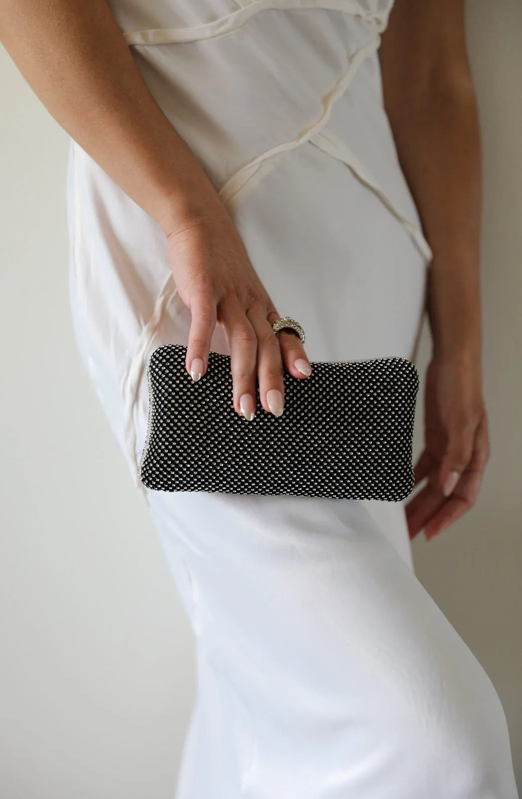 Silver Rhinestone Evening Clutch