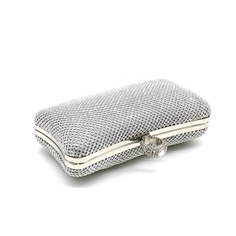 Silver Rhinestone Evening Clutch