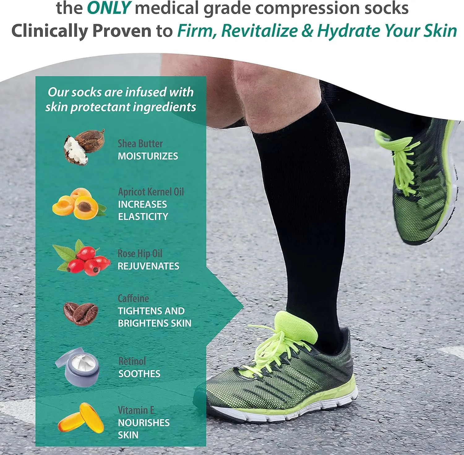 Skineez Medical Grade Advanced Healing Compression Socks 30-40mmHg, 1 Pair