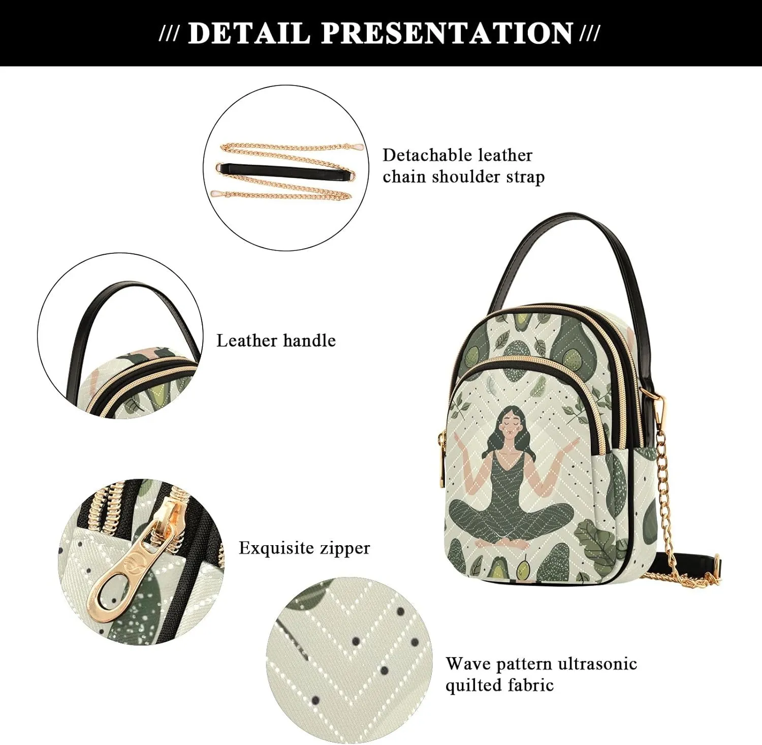 Skull Wearing Santa Hat Quilted Crossbody Bags for Women Chain Crossbody Bag
