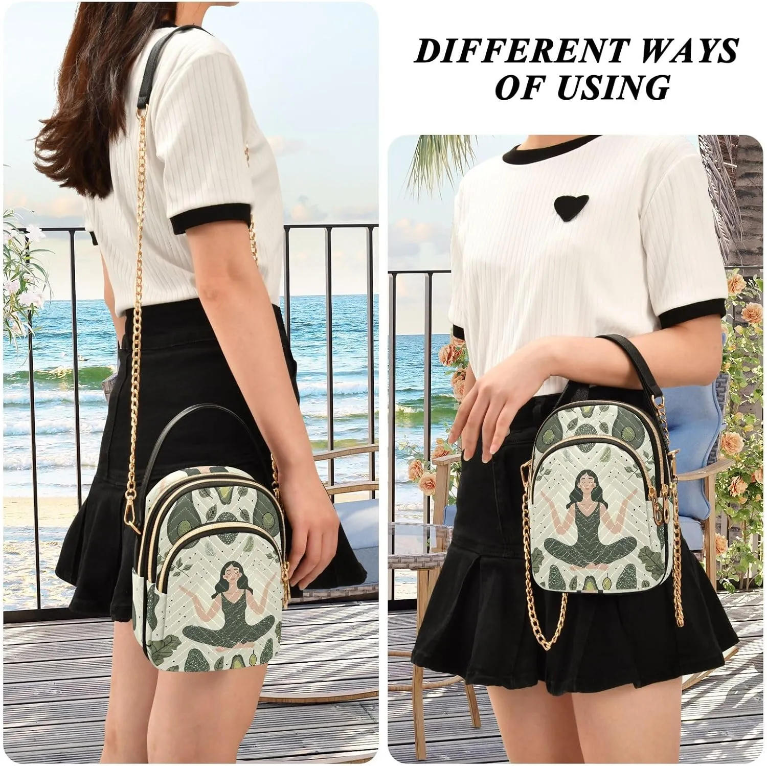 Skull Wearing Santa Hat Quilted Crossbody Bags for Women Chain Crossbody Bag