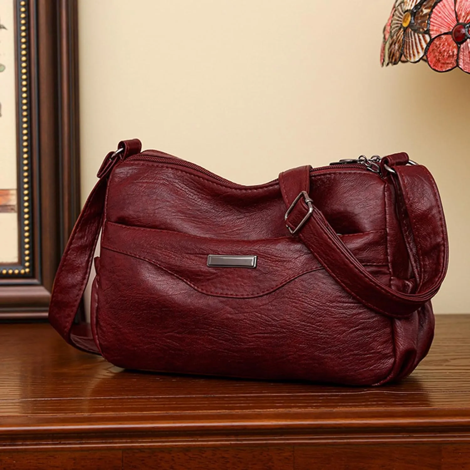 Sling Bags for Women Anti Theft Travel Crossbody Purses with Built In Wallet Cute Purse for Women Trendy(Red)