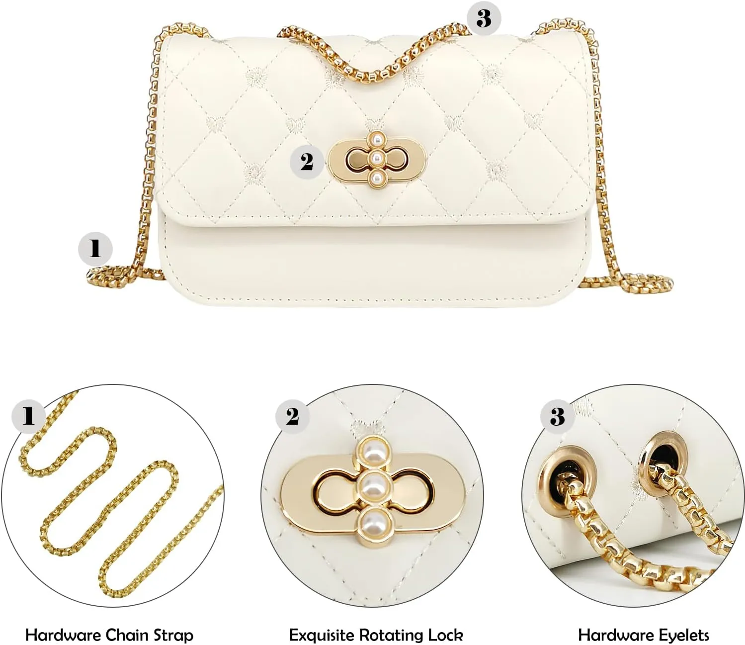 Small Shoulder Bags for Women with Chain Strap,Mini Quilted Embroidery Purses for Women