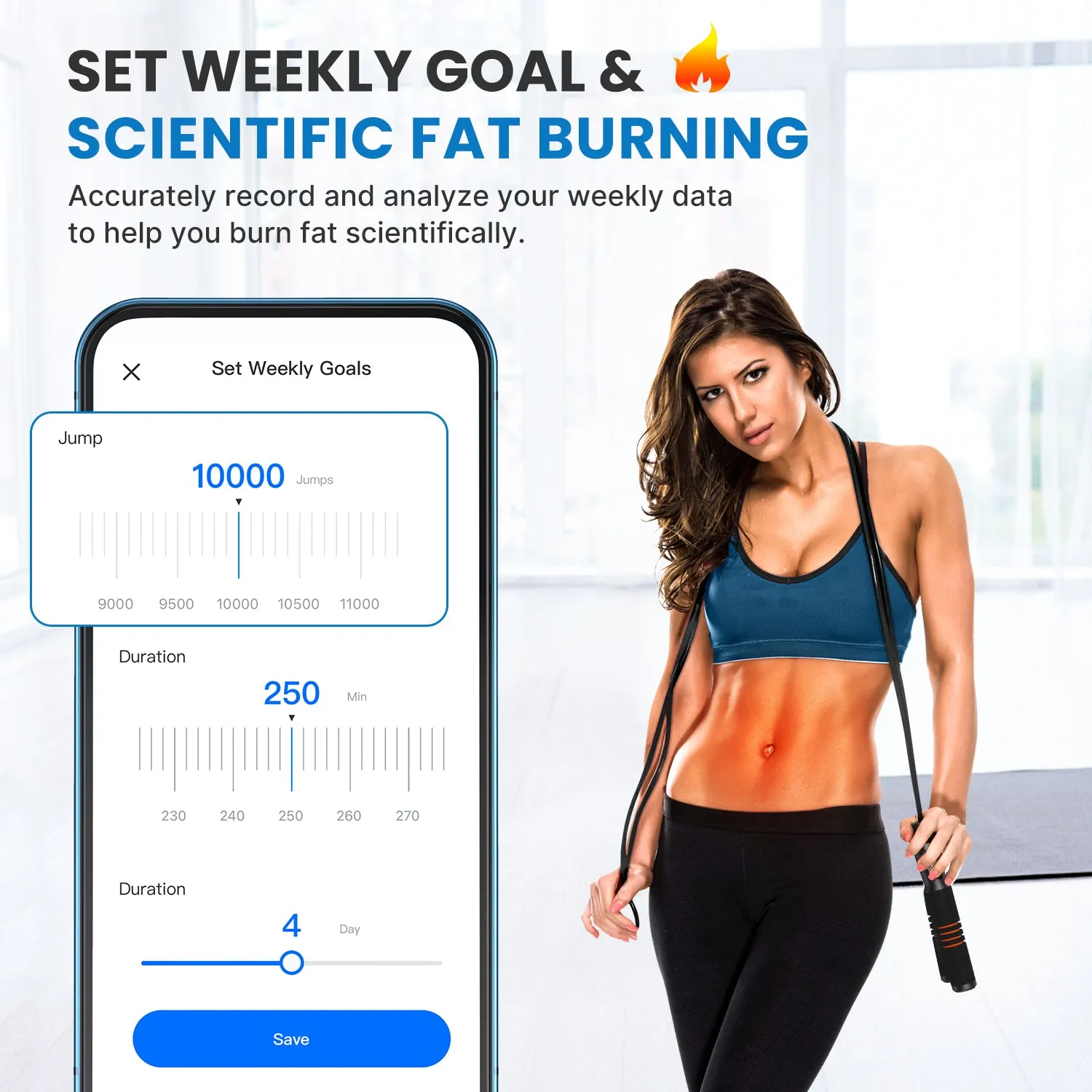 Smart Fitness Skipping Rope w/ APP Data Analysis & HD LCD Display