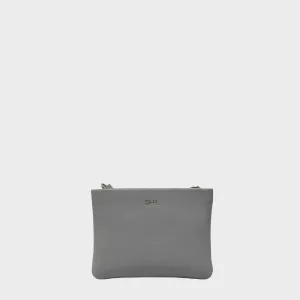 'SOPHIA' Cameo Blue Pebble Grain Zip Top Leather Crossbody Bag