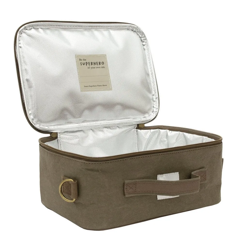 SoYoung - Insulated Lunch bag - Linen Olive Paper Chevron