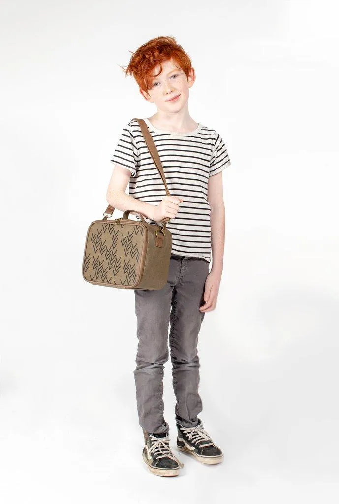 SoYoung - Insulated Lunch bag - Linen Olive Paper Chevron
