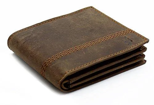 StarHide Mens Essentials Wallet RFID Safe Contactless Security Card Protection Distressed Hunter Leather Billfold Purse 1150