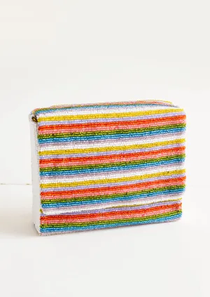 Striped Beaded Box Clutch