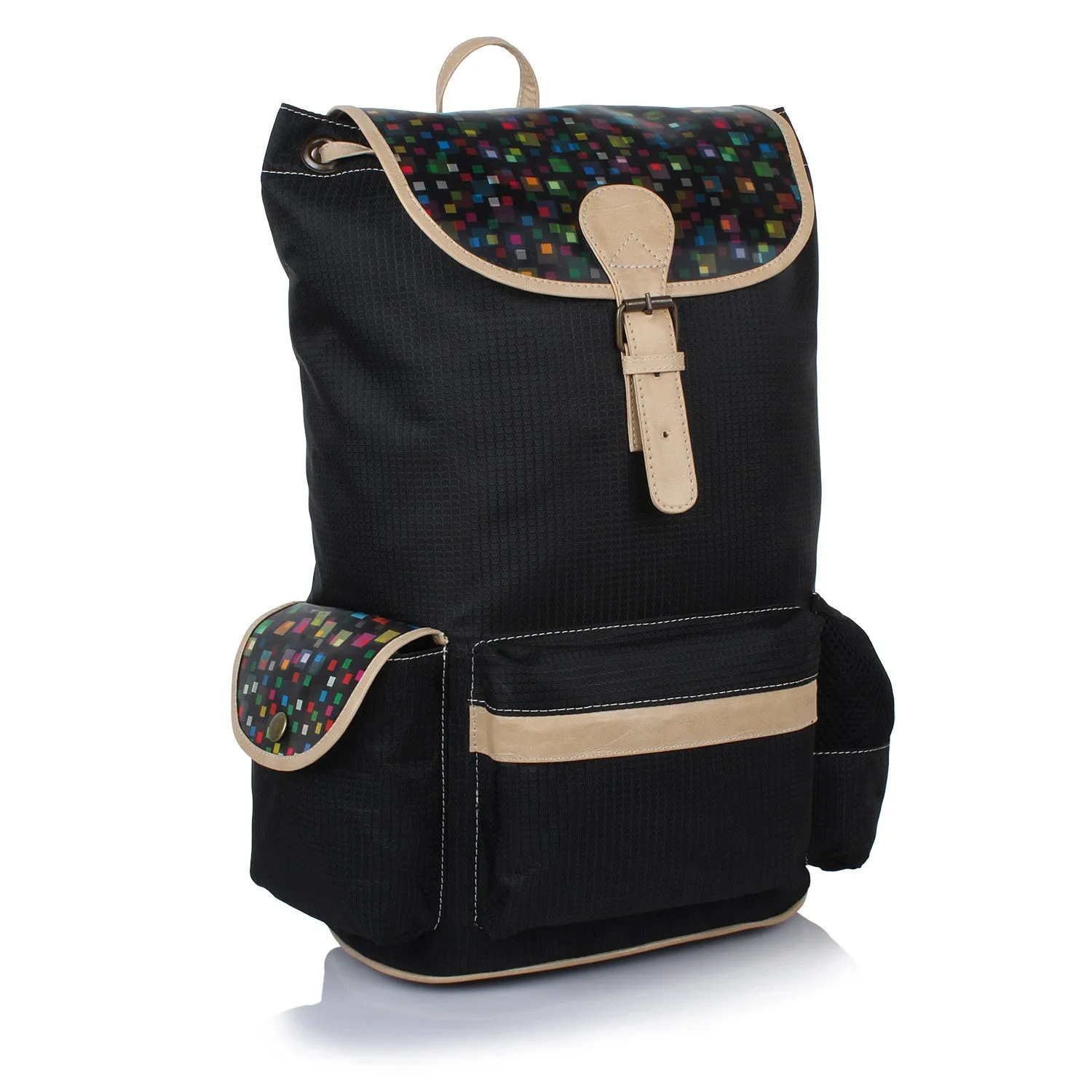 Suntop Dapper 9 25 L Free Size Laptop Backpack(Black & 3d Squares)