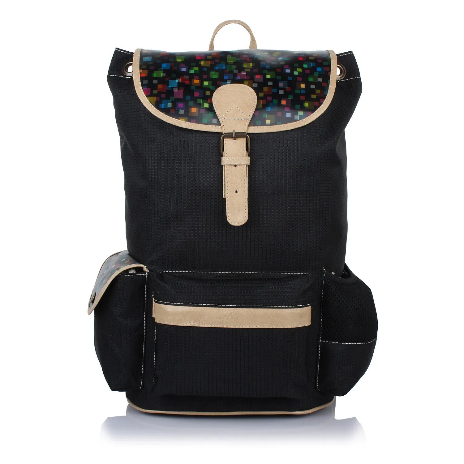 Suntop Dapper 9 25 L Free Size Laptop Backpack(Black & 3d Squares)