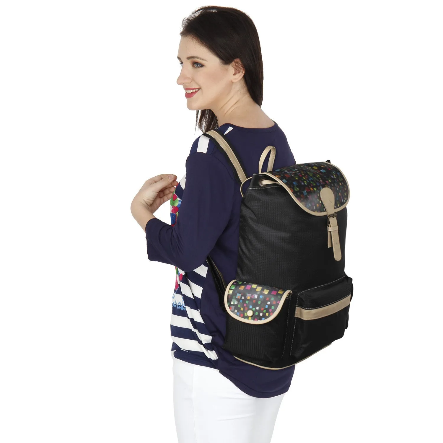 Suntop Dapper 9 25 L Free Size Laptop Backpack(Black & 3d Squares)