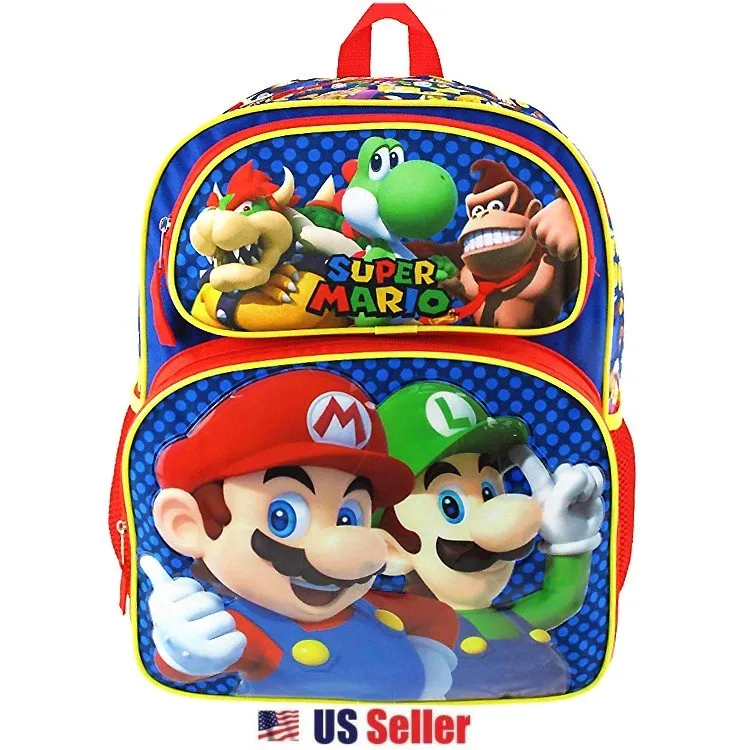 Super Mario 12" 16" Backpack Lunch Bag : Mario Madness