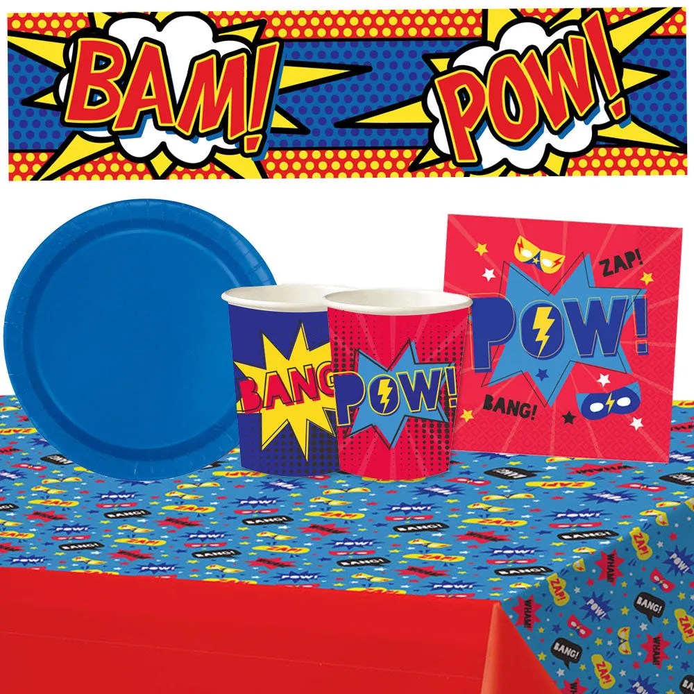 Superhero Tableware Pack for 8 with FREE Banner!