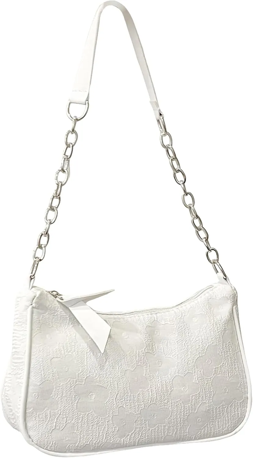 SweatyRocks Women's Floral Pattern Chain Strap Shoulder Bags Casual Hobo Hand Bag Clutch Purse