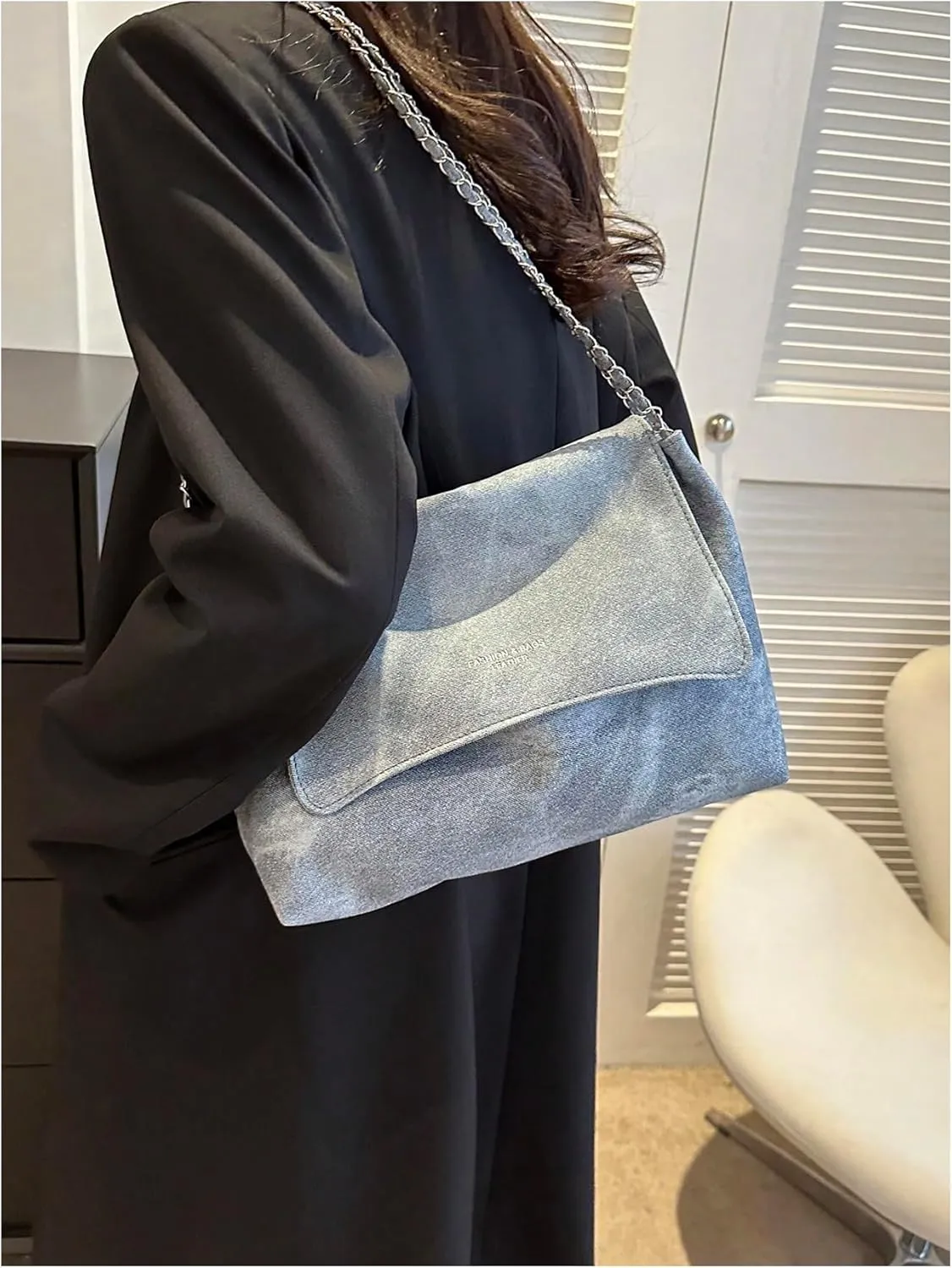 SweatyRocks Women's PU Leather Flap Shoulder Bags Chain Strap Underarm Handbag