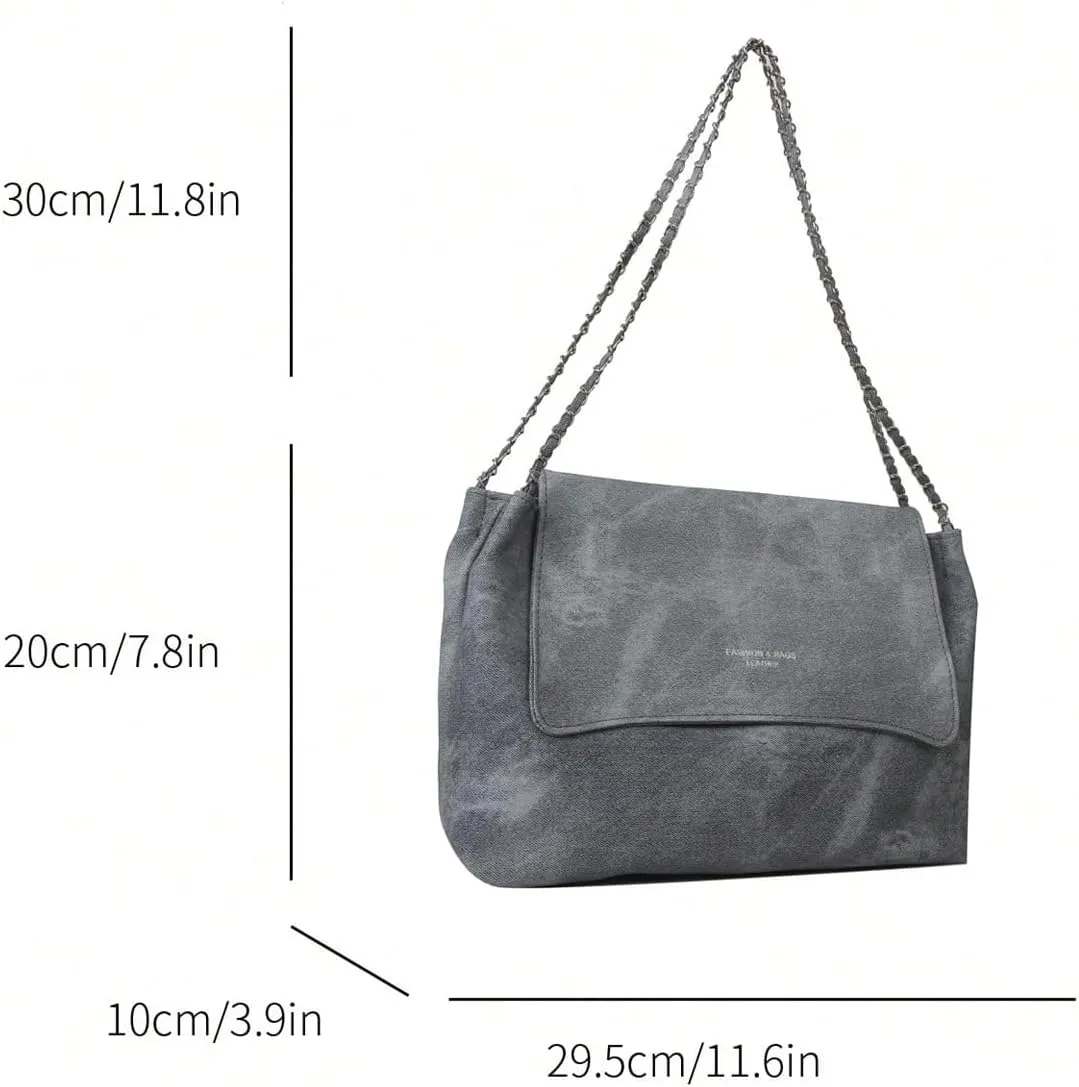 SweatyRocks Women's PU Leather Flap Shoulder Bags Chain Strap Underarm Handbag