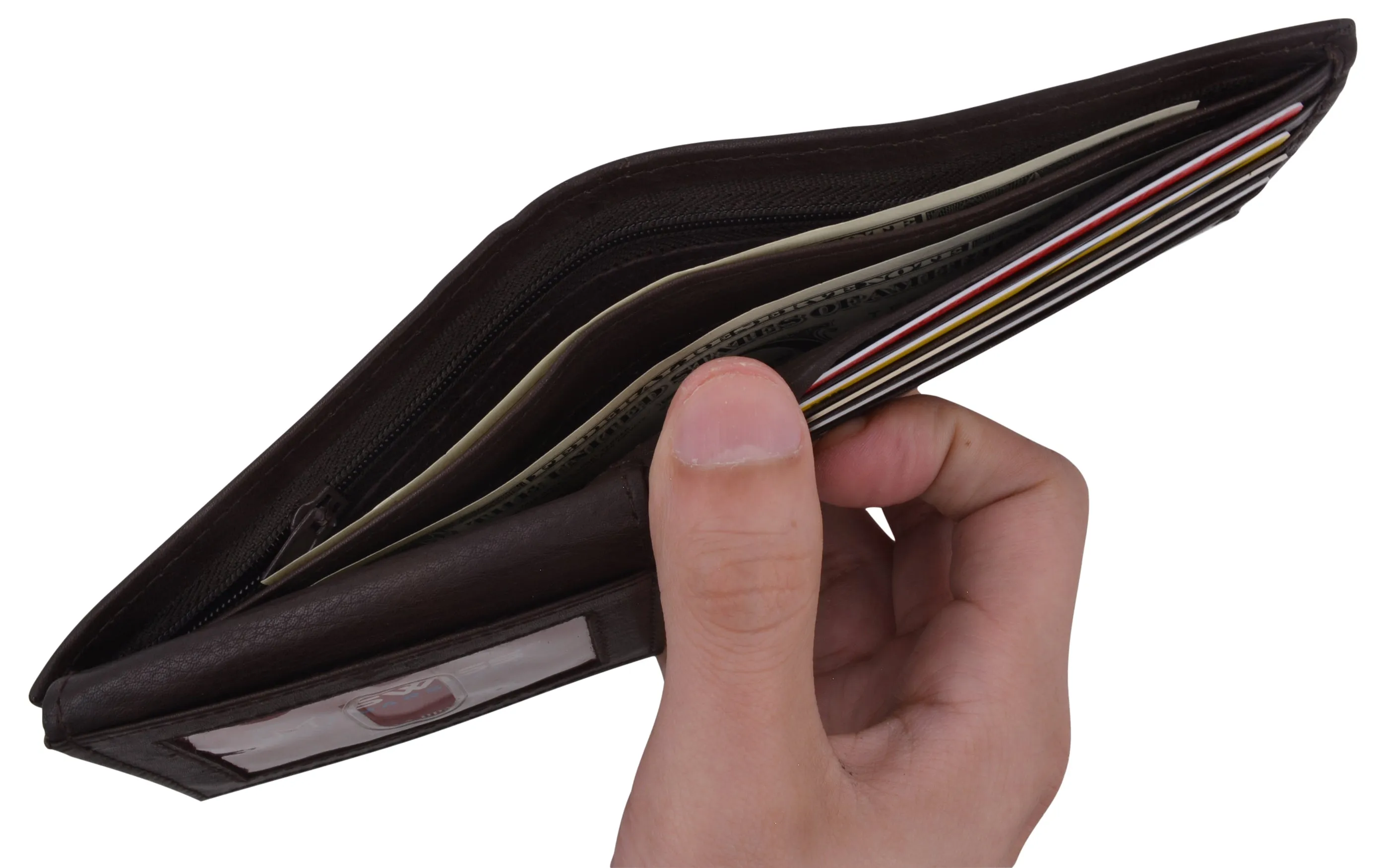 SWISS MARSHALL Full Grain Leather Mens Bifold Wallet RFID Blocking Wallets for Men