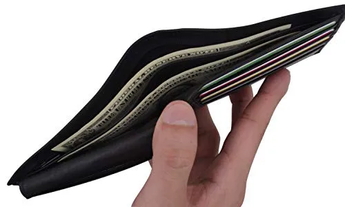 SWISS MARSHALL Full Grain Leather Mens Bifold Wallet RFID Blocking Wallets for Men