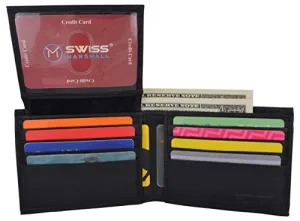 SWISS MARSHALL Full Grain Leather Mens Bifold Wallet RFID Blocking Wallets for Men