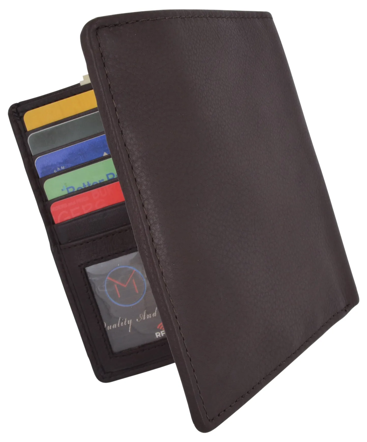 Swiss Marshall RFID Hipster Bifold Mens Premium Leather 2 ID Card Holder Slim Wallet