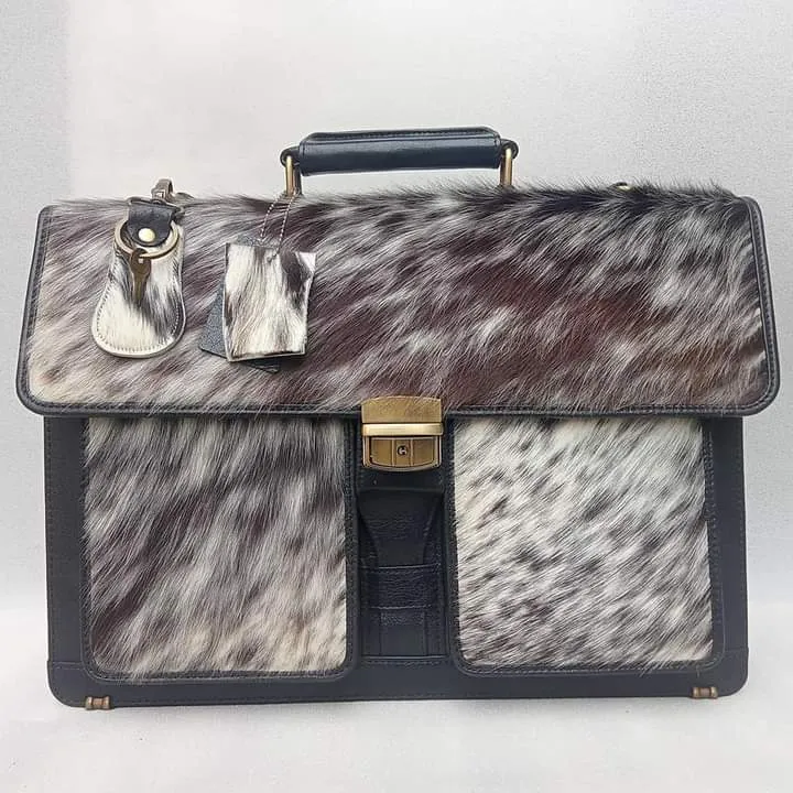 TANDO JAM BAG  Pure Leather Laptop Bag With Calf Hair
