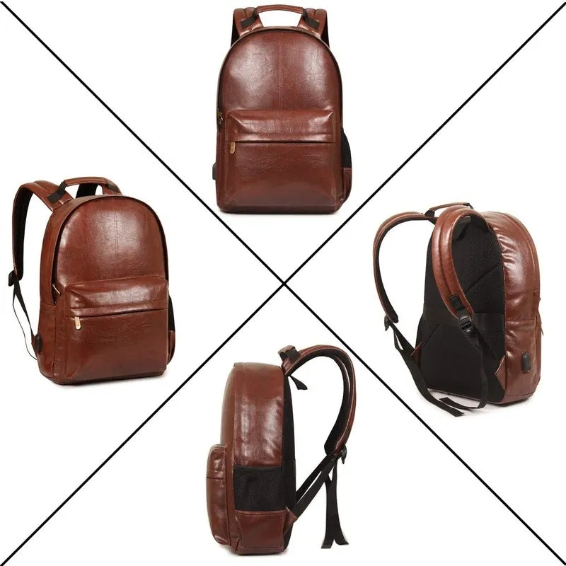 THE CLOWNFISH Alexander: Laptop Backpack with Vegan Leather | 19L | Unisex | Cinnamon