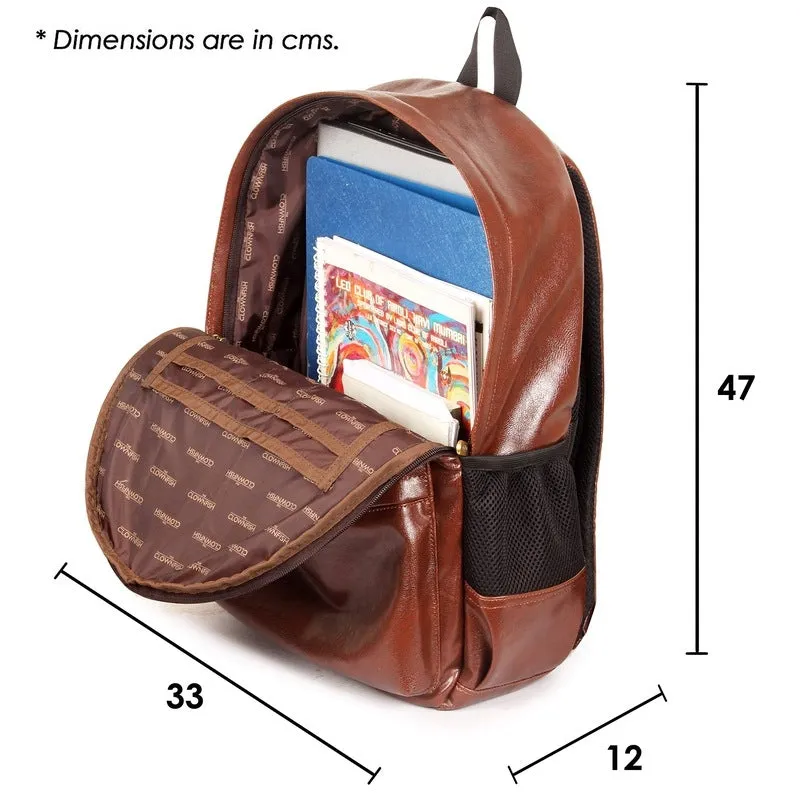THE CLOWNFISH Alexander: Laptop Backpack with Vegan Leather | 19L | Unisex | Cinnamon