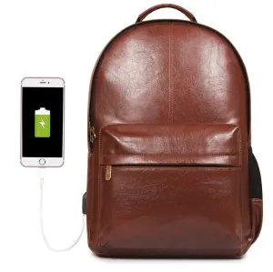 THE CLOWNFISH Alexander: Laptop Backpack with Vegan Leather | 19L | Unisex | Cinnamon