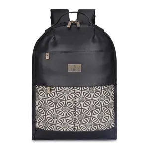 THE CLOWNFISH Cybershield Series 15.5 liters Faux Leather & Tapestry Fabric 14 inch Laptop Backpack College School Bag Casual Travel Backpack For Men and Women (Black)