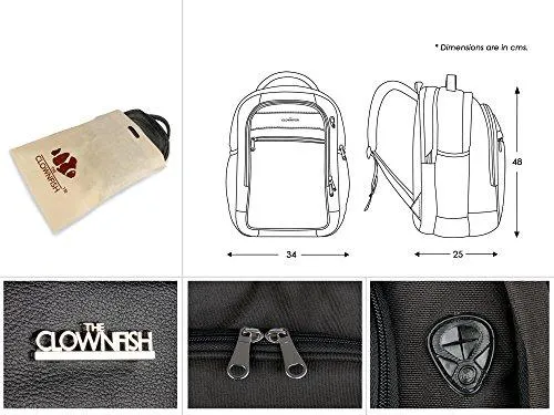 The Clownfish Nation Series 40 litres Bag College Bag,Laptop Bag ,Travel Backpack & Raincover for Backpacks,Black