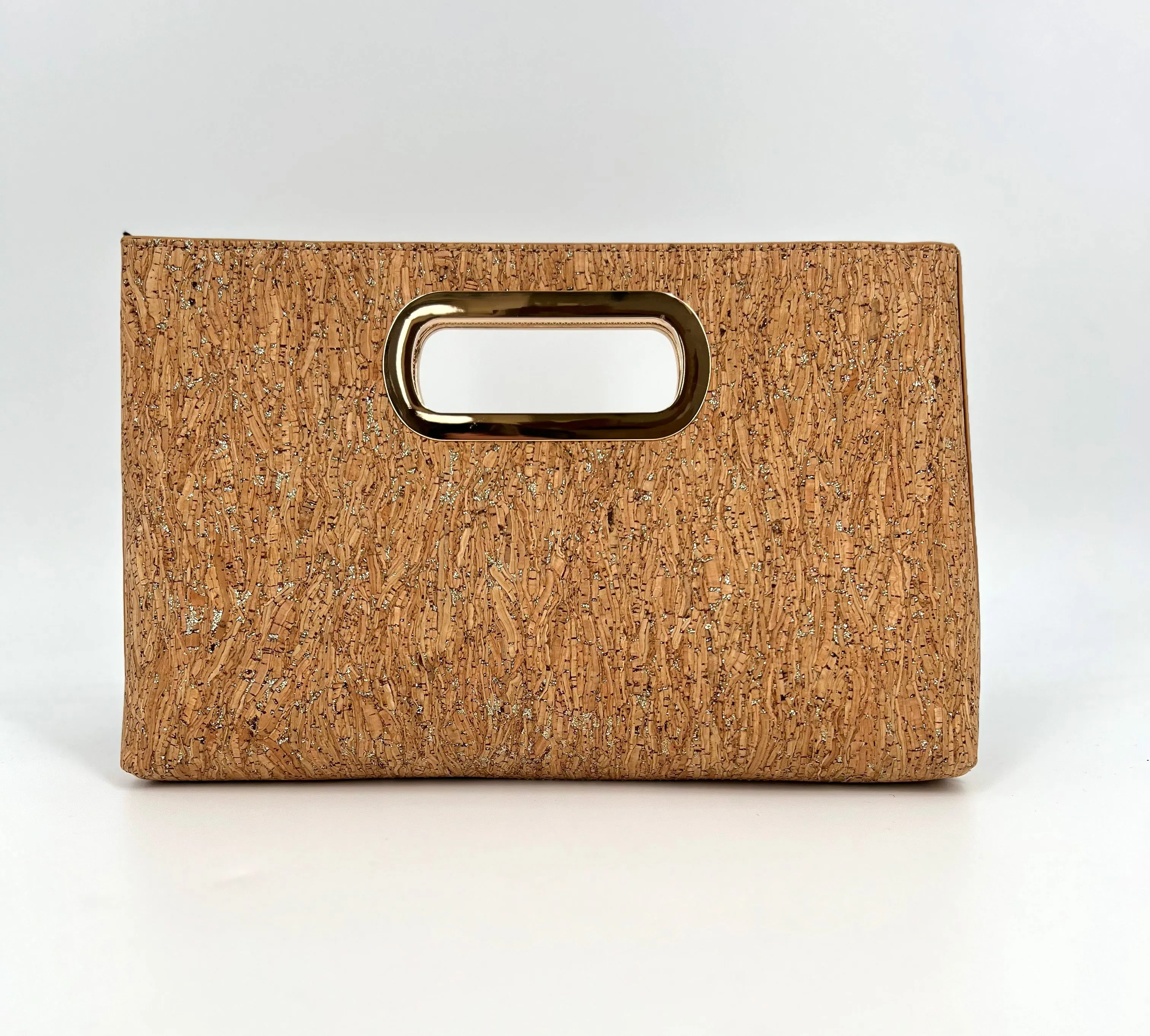 The Cork Handheld Clutch in Cork Gold
