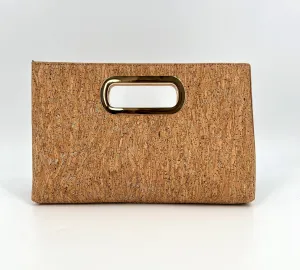 The Cork Handheld Clutch in Cork Gold