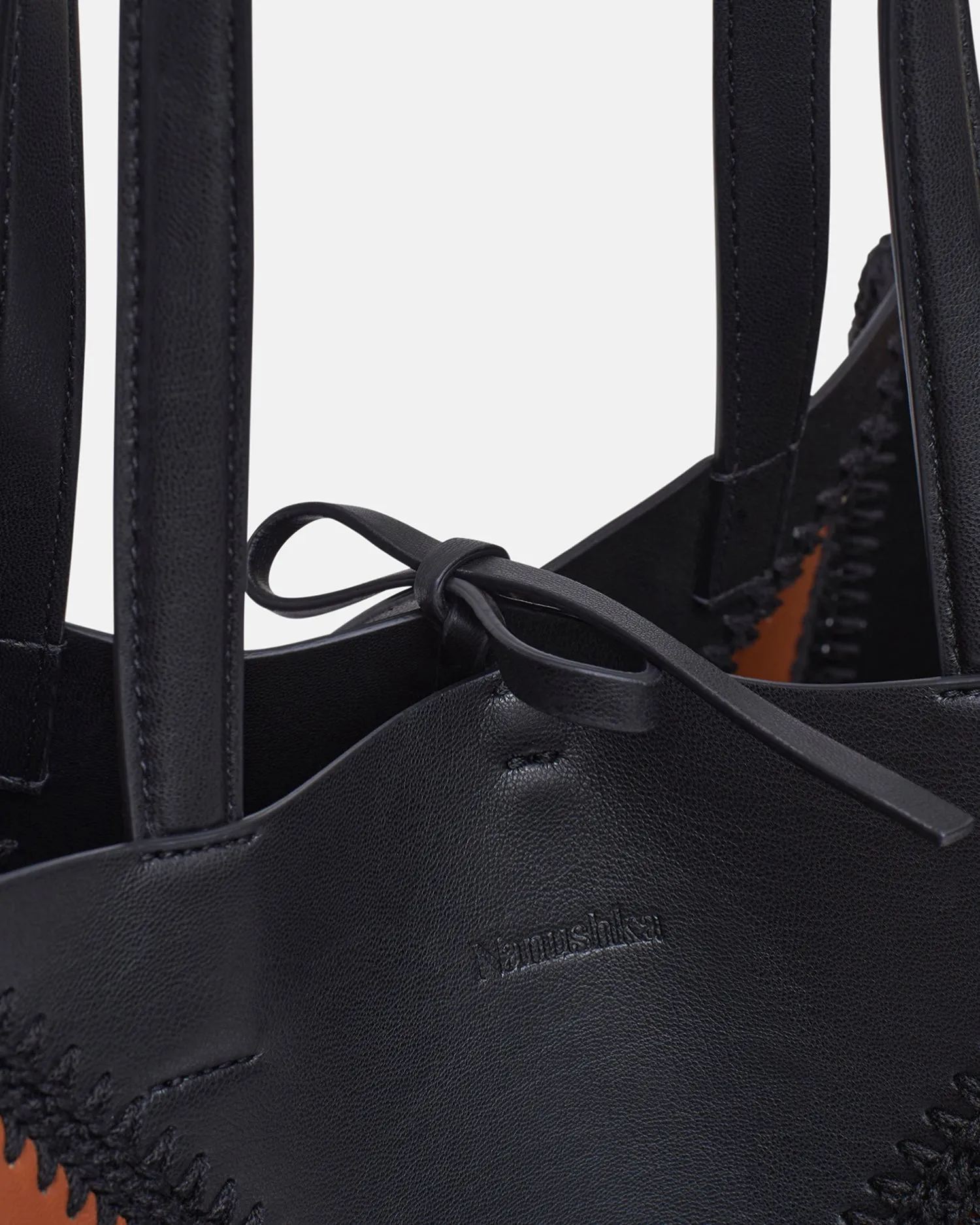The Origami Tote - Alt-Nappa Crochet Tote - Tan/Black