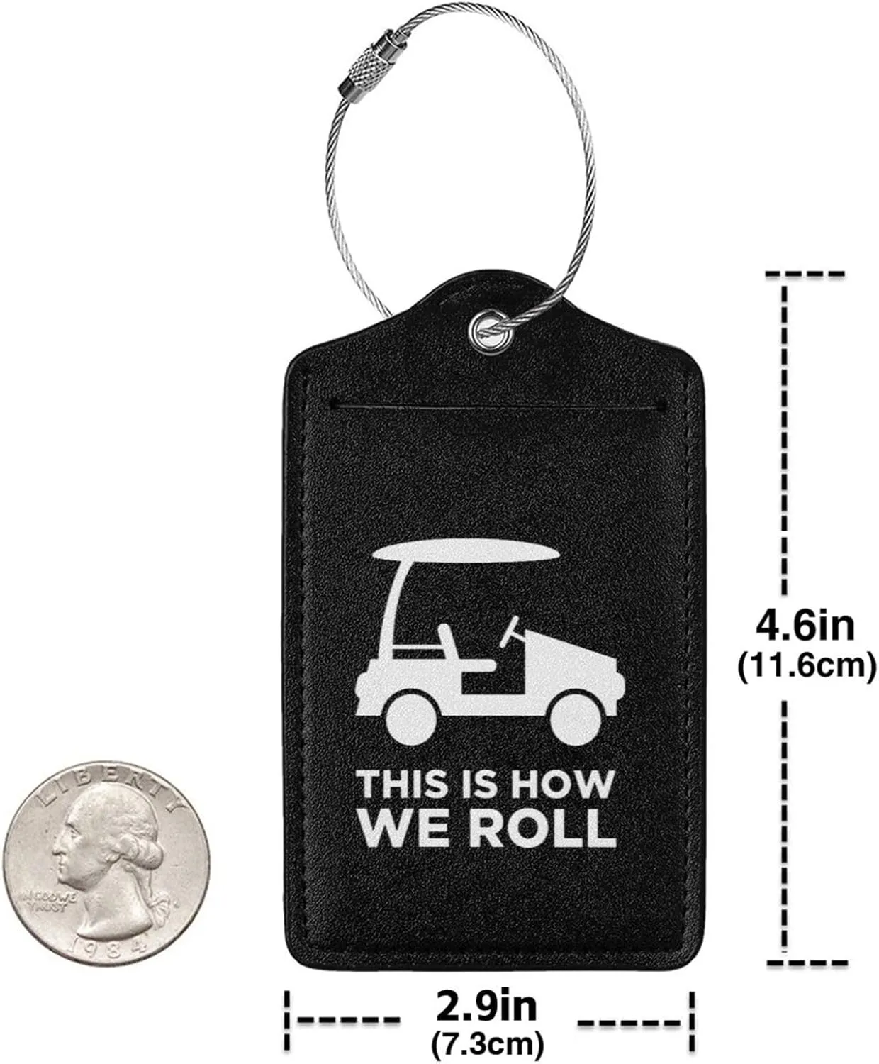 This is How I Roll Funny Golf Cart Leather Baggage Bag Luggage Tags with Stainless Steel Loop and Privacy Cover