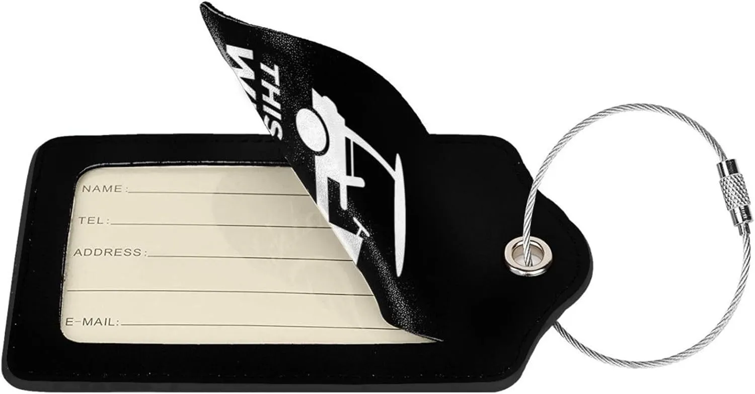 This is How I Roll Funny Golf Cart Leather Baggage Bag Luggage Tags with Stainless Steel Loop and Privacy Cover