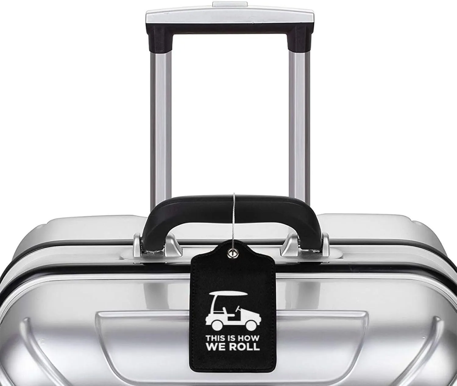 This is How I Roll Funny Golf Cart Leather Baggage Bag Luggage Tags with Stainless Steel Loop and Privacy Cover