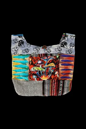 ThreadHeads Mushroom Razor-Cut Patchwork Sling Bag