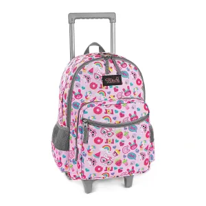 Tilami Pink Cat 18-inch Double Handle Rolling Backpack for Kids