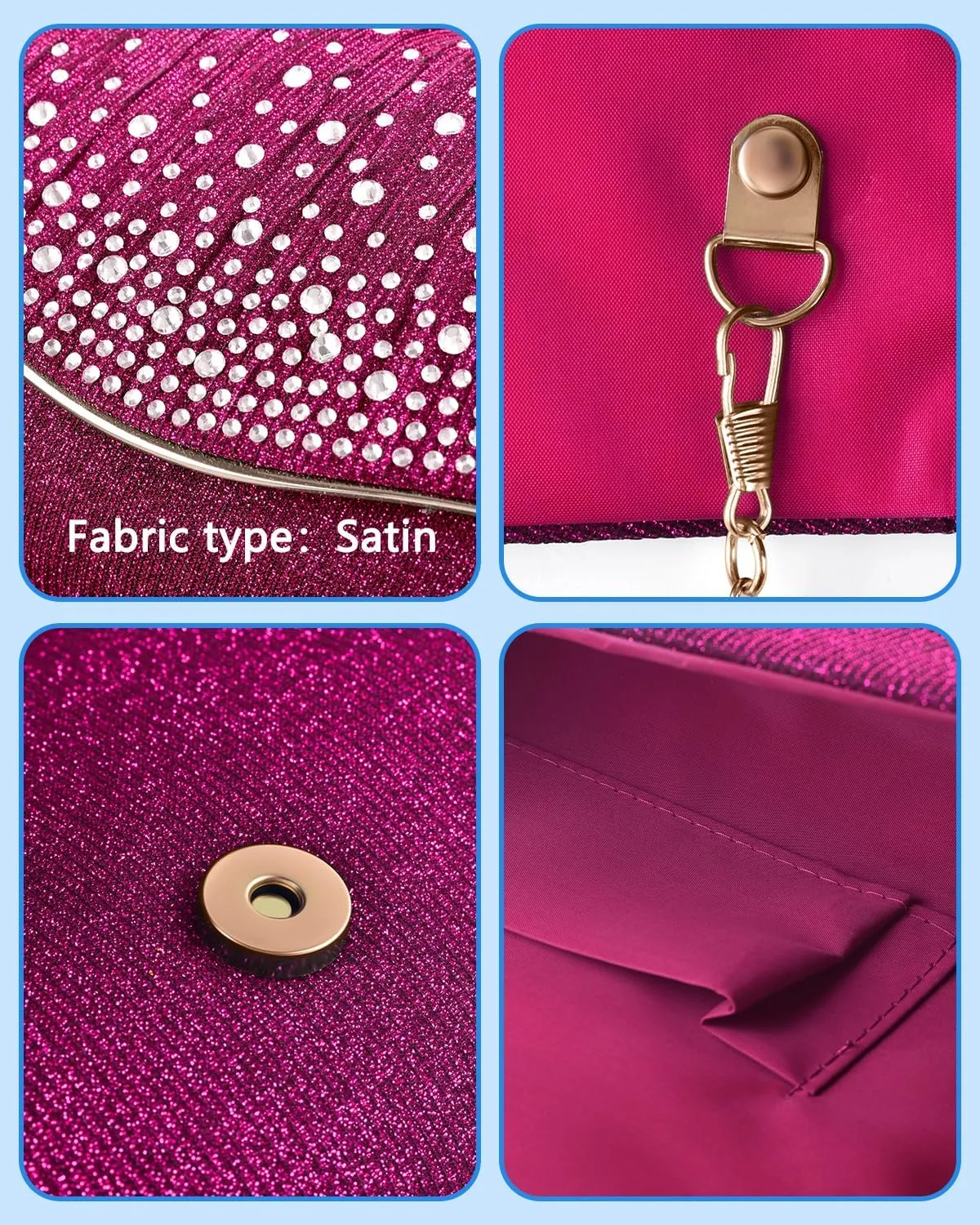 TINDTOP Clutch Purses for Women, Formal Evening Bags Suede Shoulder Envelope Party Handbags Wedding Cocktail Prom Clutches
